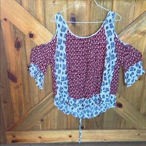 Stylish Red and White Women's Top